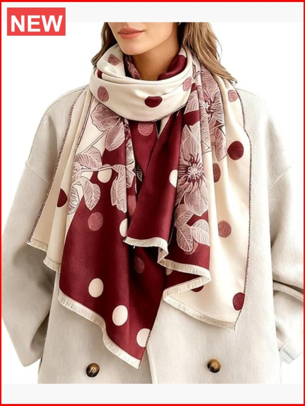 Reversible Pashmina Shawl Wrap, Large Soft Scarf